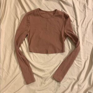 Brown Long Sleeve Crop Top